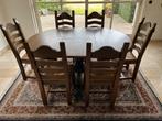 Eikenhouten uitschuifbare eettafel - rond/ovaal, Ophalen, Gebruikt, 100 tot 150 cm, Vijf personen of meer