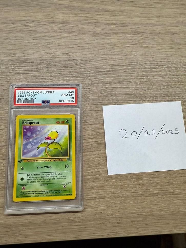 Bellsrpout 1999 Jungle 1st Edition PSA 10, Hobby en Vrije tijd, Verzamelkaartspellen | Pokémon, Nieuw, Losse kaart, Ophalen of Verzenden