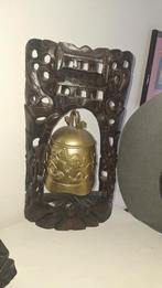 Oosterse bel / gong brons en houtsnijwerk, Ophalen, Zo goed als nieuw