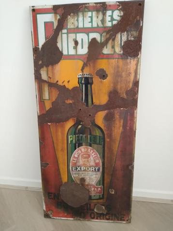 Oud groot emaille reclamebord BIERES PIEDBOEUF 1933 beschikbaar voor biedingen
