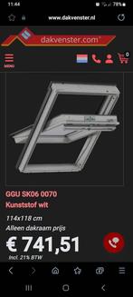 Compleet dakraam, grijs, velux, 114x118 GGU kuststof, Gebruikt, 80 tot 120 cm, 80 tot 120 cm, Ophalen of Verzenden