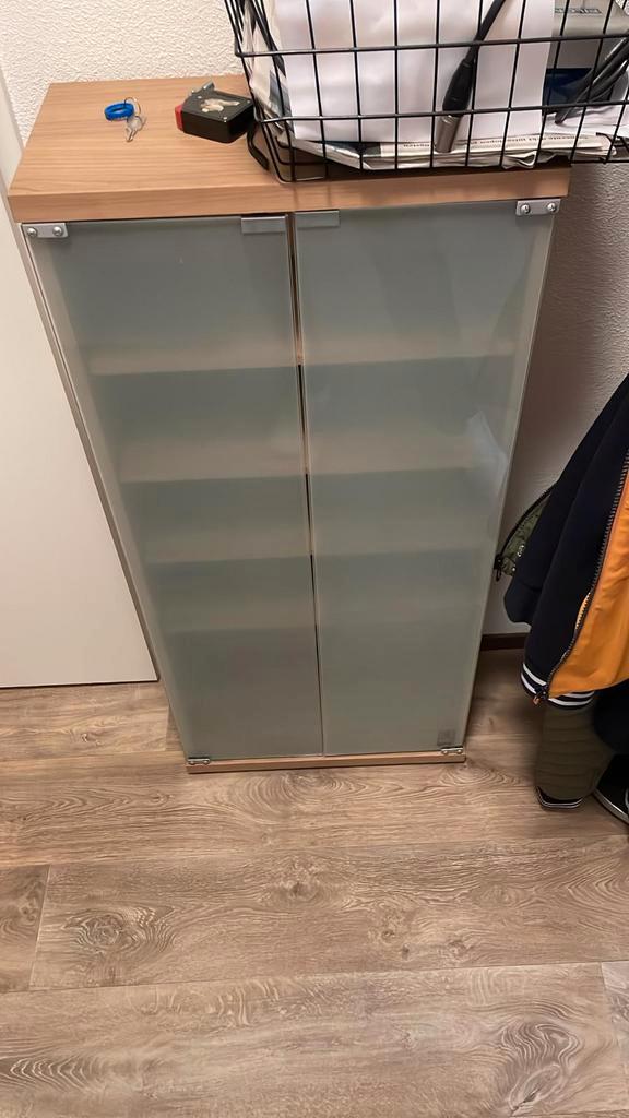 Glazen kast met deuren, Huis en Inrichting, Kasten | Kledingkasten, Gebruikt, Minder dan 100 cm, Minder dan 50 cm, Minder dan 25 cm