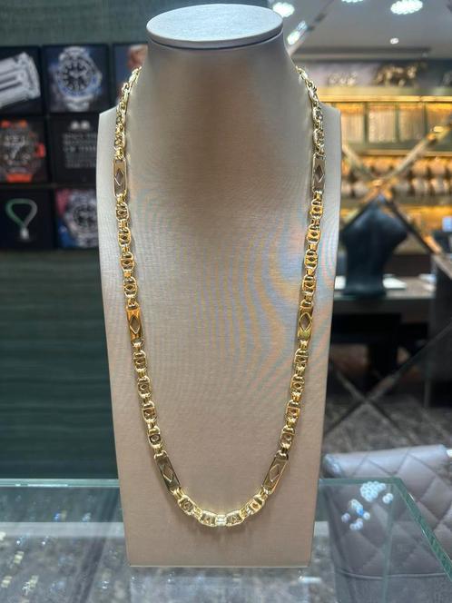 18KT Goud - 60.44 Gram - Ketting - PLATTE MAGNUM, Sieraden, Tassen en Uiterlijk, Kettingen, Zo goed als nieuw, Goud, Ophalen