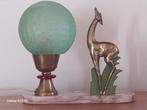 Bijzonder Art Deco nachtlampje hert en groene lampenkap, Ophalen of Verzenden