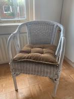 Rotan Stoel met Kussen, Ophalen, Gebruikt, Wit, Riet of Rotan