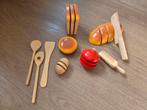 Houten keuken spulletjes, hamburger, (stok)brood, tomaat, ei, Ophalen of Verzenden, Zo goed als nieuw, Hout, Speelkeuken-accessoire