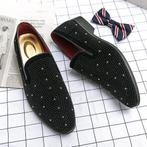 Zwarte heren loafers met strass steentjes moccasins glitter, Kleding | Heren, Verzenden, Nieuw, Zwart, Loafers