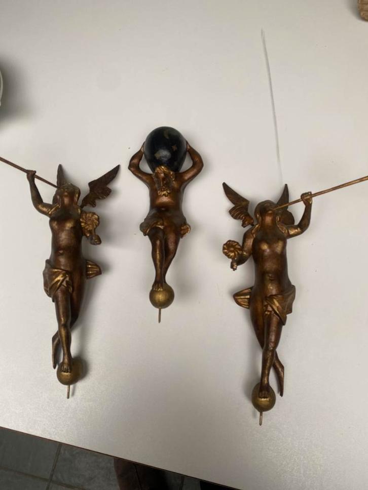 Set grote antieke houten beelden friese klok, Antiek en Kunst, Antiek | Klokken, Ophalen of Verzenden