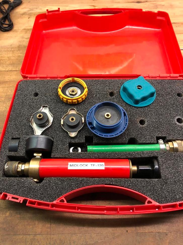 Midlock koelsysteempers TE-120 plus accessoires, Auto diversen, Autogereedschap, Gebruikt, Ophalen of Verzenden