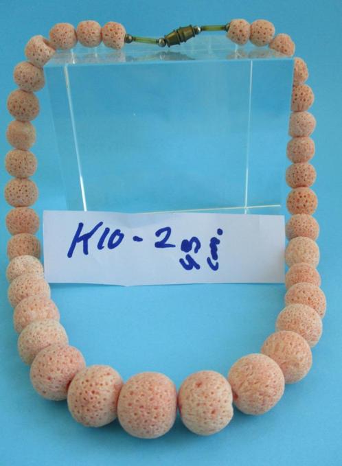 K10-2: Koraal-bollen-aflopend-oranje- 43cm., Sieraden, Tassen en Uiterlijk, Kettingen, Nieuw, Steen of Mineraal, Oranje, Verzenden