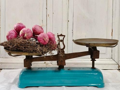 Oud emaille weegschaal, Antiek en Kunst, Curiosa en Brocante, Ophalen of Verzenden