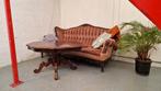 Roze Vintage bank + houten salontafel = karaktervol, Ophalen, Gebruikt, Driepersoons, 75 tot 100 cm