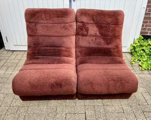 Vintage modulaire stoelen/ 2 zitsbank, Huis en Inrichting, Banken | Sofa's en Chaises Longues, Gebruikt, Tweepersoons, Minder dan 150 cm
