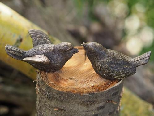2 bronzen vogeltjes / MUSSEN /nieuw, Tuin en Terras, Tuinbeelden, Nieuw, Dierenbeeld, Ophalen of Verzenden
