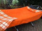 Prachtige oranje geblokte vintage wollen deken, Ophalen of Verzenden, Zo goed als nieuw