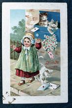 Poezen creeeren chaos in en om de brievenbus, 1911, Verzamelen, Ansichtkaarten | Dieren, Verzenden, Voor 1920, Gelopen, Hond of Kat