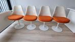 4 Knoll Eero Saarinen tulip stoelen (origineel), Huis en Inrichting, Stoelen, Vier, Kunststof, Gebruikt, Wit