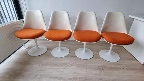 4 Knoll Eero Saarinen tulip stoelen (origineel), Huis en Inrichting, Stoelen, Gebruikt, Vier, Kunststof, Wit, Ophalen