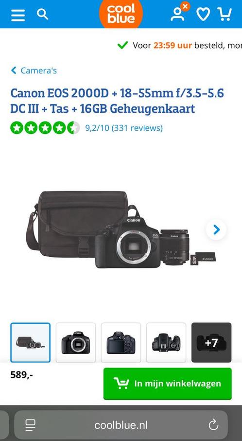 Nieuwe Canon EOS 2000D | inclusief verzekering en factuur, Audio, Tv en Foto, Fotocamera's Digitaal, Nieuw, Spiegelreflex, Canon