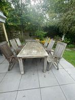 6 Hardhouten Tuinstoelen - Merk Queens, Tuin en Terras, Ophalen, Gebruikt, Hardhout, 6 zitplaatsen