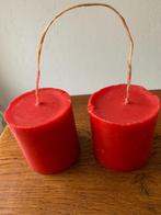 2 Rode 'Hand Gegoten' Kaarsen Nieuw, Nieuw, Minder dan 25 cm, Overige materialen, Ophalen of Verzenden