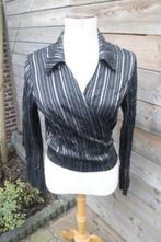 Wikkelblouse zwart/ brons sophia pigozzi mt 42 Vaste prijs A, Kleding | Dames, Zwart, Maat 42/44 (L), Sophia pigozzi, Ophalen of Verzenden