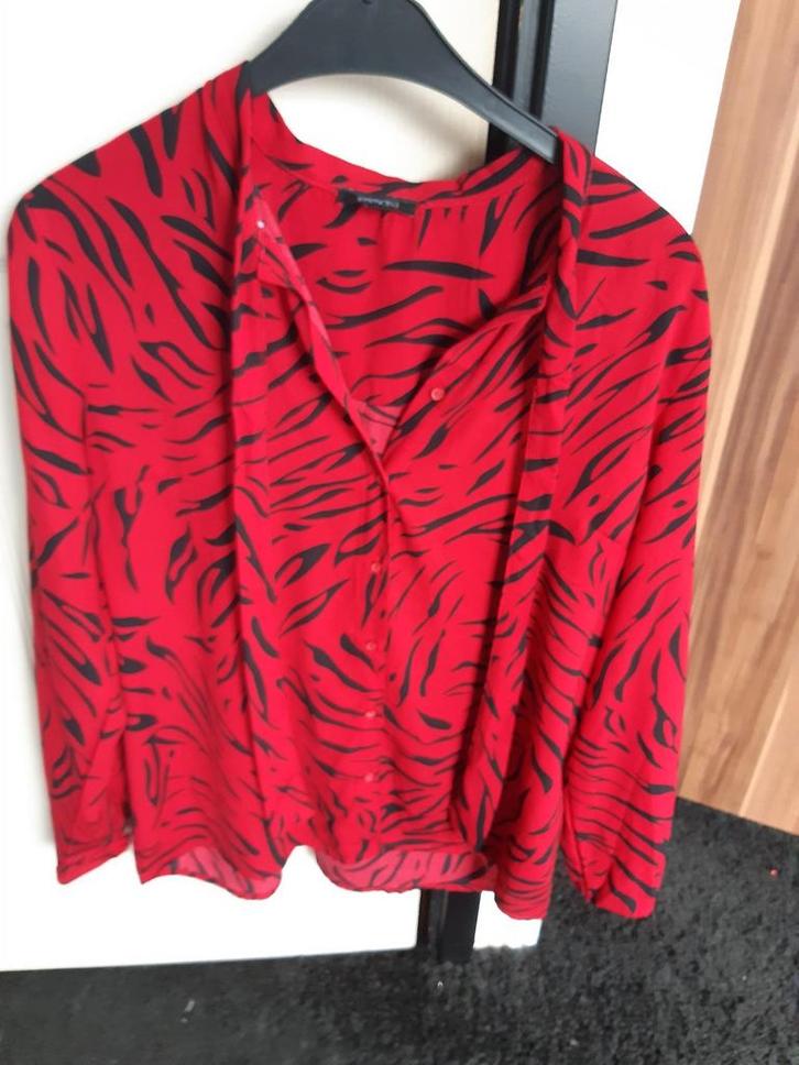 Rode Zebraprint Blouse - Esmara Maat 38, Kleding | Dames, Blouses en Tunieken, Zo goed als nieuw, Maat 38/40 (M), Rood, Ophalen of Verzenden