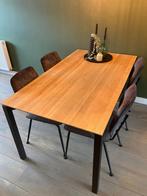 Houten/zwart metaal tafel Van Donzel 160x90, Huis en Inrichting, Tafels | Eettafels, 50 tot 100 cm, 150 tot 200 cm, Rechthoekig