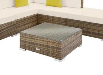 Tuintafel salontafel Poly Rattan 70x70x26 glazen plaat beschikbaar voor biedingen