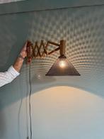 vintage schaarlamp hout, Huis en Inrichting, Lampen | Wandlampen, Ophalen of Verzenden, Zo goed als nieuw, Hout