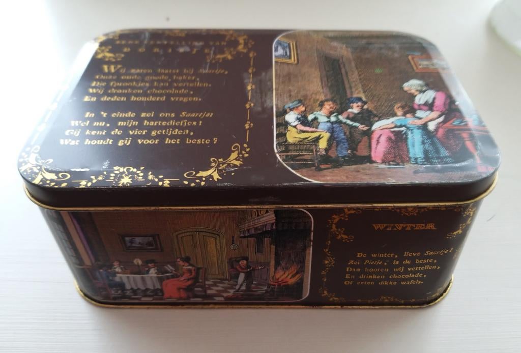 Vintage Albert Heijn Dorisje speculaas blik, Ophalen of Verzenden, Gebruikt, Koek(jes)