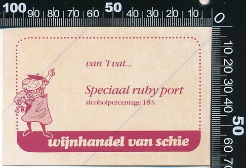 Sticker: Wijnhandel Van Schie - Speciaal Ruby Port, Verzamelen, Stickers, Zo goed als nieuw, Bedrijf of Vereniging, Ophalen of Verzenden