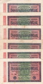 DUITSLAND 6 X REICHSBANKNOTE 20000 MARK, Postzegels en Munten, Bankbiljetten | Europa | Niet-Eurobiljetten, Verzenden, Duitsland