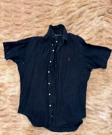 Linen Ralph Lauren Navy shirt short sleeve beschikbaar voor biedingen