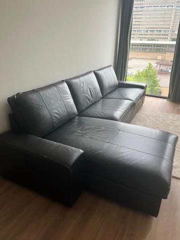 IKEA KIVIK 4-zitsbank met Chaise Longue – Zwart Leer beschikbaar voor biedingen