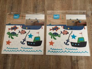NIEUW Lief Lifestyle muursticker boot vis anker blauw jongen beschikbaar voor biedingen