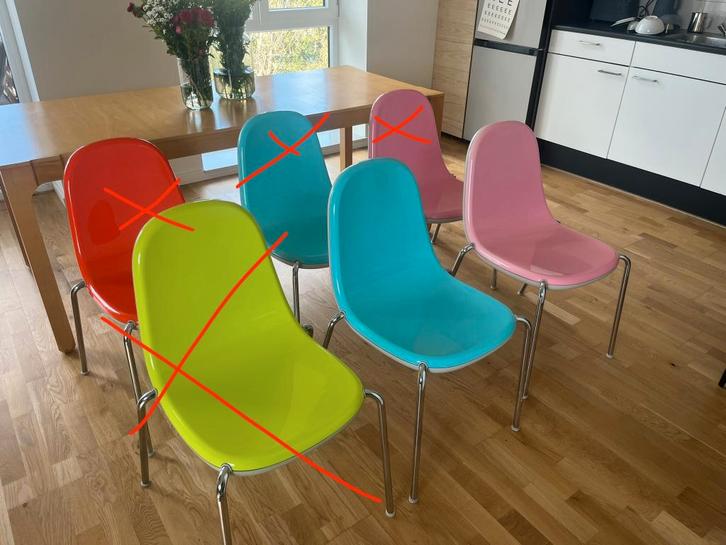 2 stuks Magis Butterfly stoeltjes (roze + blauw), Huis en Inrichting, Stoelen, Gebruikt, Twee, Hout, Kunststof, Leer, Metaal, Riet of Rotan