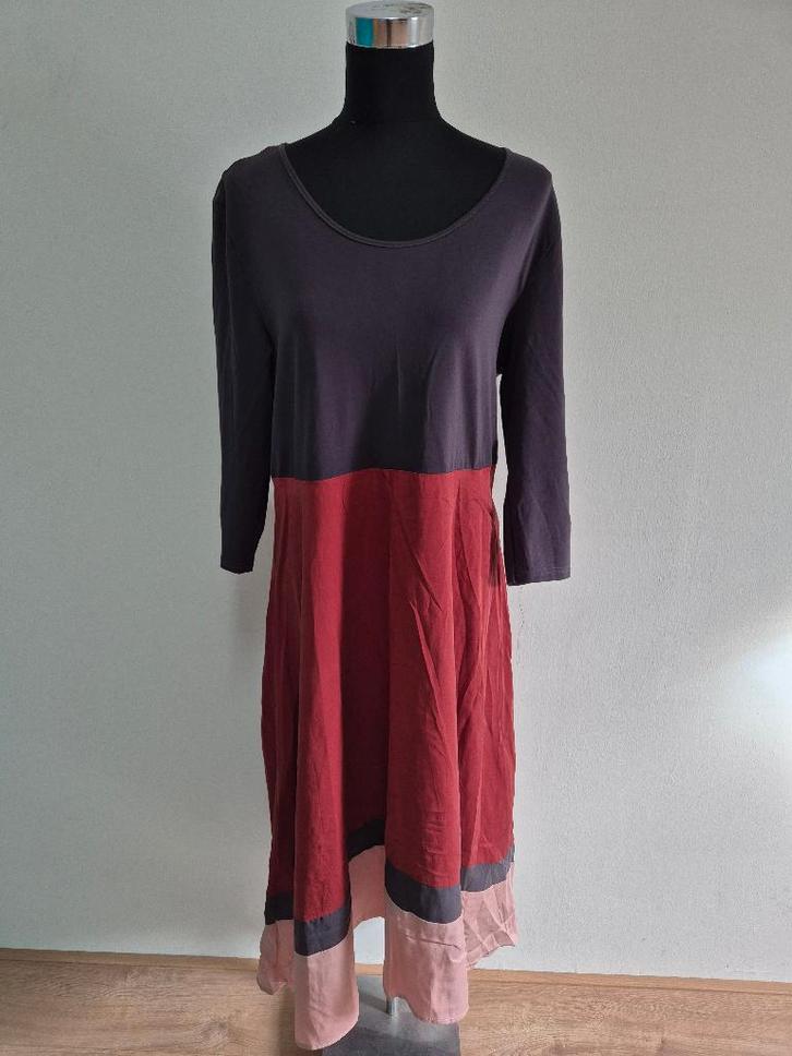 J86 - Bruin-wijnrode Braintree jurk maat XL (1), Kleding | Dames, Jurken, Zo goed als nieuw, Maat 46/48 (XL) of groter, Bruin