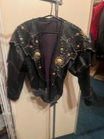 Vintage Leren Jasje met Gouden Studs, Kleding | Dames, Maat 38/40 (M), Zwart, Ophalen of Verzenden, Jasje