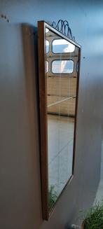 Vintage Spiegel met Messing Lijst, jaren vijftig, Hollywood, Gebruikt, 100 tot 150 cm, Onbekend, Ophalen of Verzenden