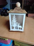 Houten Lantaarn met Winterse Tafereel, Huis en Inrichting, Woonaccessoires | Kandelaars en Kaarsen, Ophalen, Bruin, Zo goed als nieuw