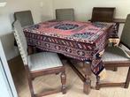 Ouderwetse eettafel en stoelen, Ophalen, Gebruikt, 100 tot 150 cm, Eikenhout