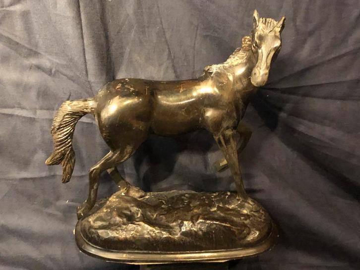 Oud Bronzen Paardje - 20cm, Antiek en Kunst, Kunst | Beelden en Houtsnijwerken, Ophalen of Verzenden