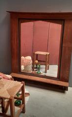 Grote antieke spiegel in eikenhouten lijst, passpiegel, Ophalen, Gebruikt, 100 tot 125 cm, Rechthoekig