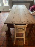 Brocante tafel met 2 bankjjes, Huis en Inrichting, Ophalen, Gebruikt, 100 tot 150 cm, 50 tot 100 cm