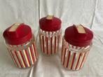 Vintage Glazen Potten rood creme uit de Jaren 70, Huis en Inrichting, Ophalen of Verzenden, Zo goed als nieuw