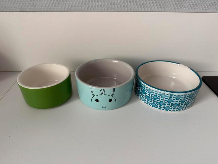3 voerbakjes/drinkbakjes voor huisdier konijn knaagdier kat, Dieren en Toebehoren, Knaagdieren en Konijnen | Toebehoren, Gebruikt
