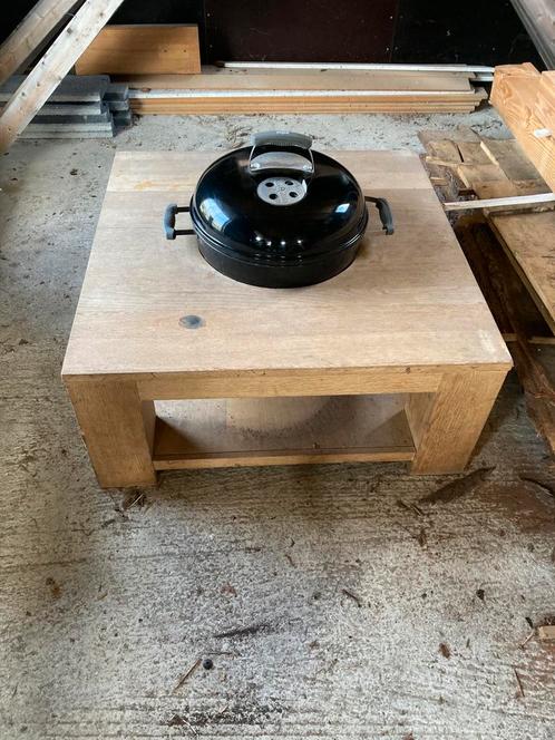 Gave vuurtafel met Weber, Tuin en Terras, Buitenkeukens, Zo goed als nieuw, Houtskool, Ophalen
