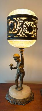 Prachtige antieke lamp met onyx voet., Ophalen of Verzenden