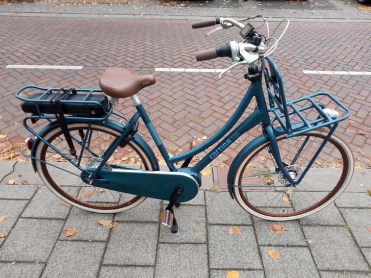 Cortina E-U4 d57 elektrische dames transportfiets middenm., Fietsen en Brommers, Fietsen | Dames | Damesfietsen, Gebruikt, Overige merken